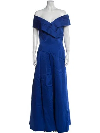 Pre-owned Victor Costa Off-the-shoulder Long Dress W/ Tags In Blue