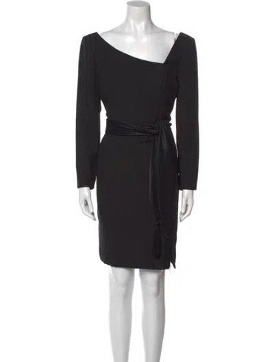 Pre-owned Victor Costa One-shoulder Mini Dress In Black