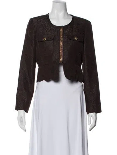 Pre-owned Victor Costa Patterned Jacket In Brown