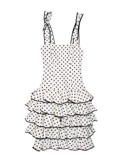 Pre-owned Victor Costa Polka Dot Print Knee-length Dress In Neutral