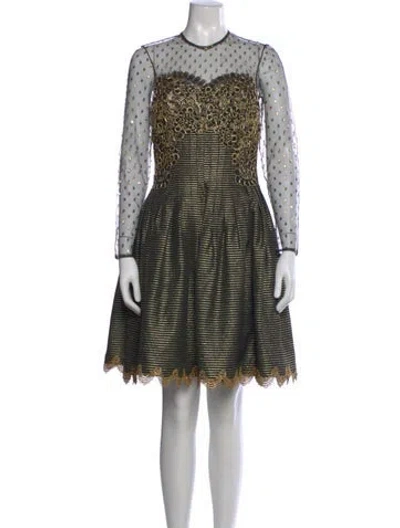 Pre-owned Victor Costa Polka Dot Print Mini Dress In Black