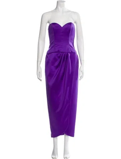 Pre-owned Victor Costa Satin Midi Length Dress In Purple
