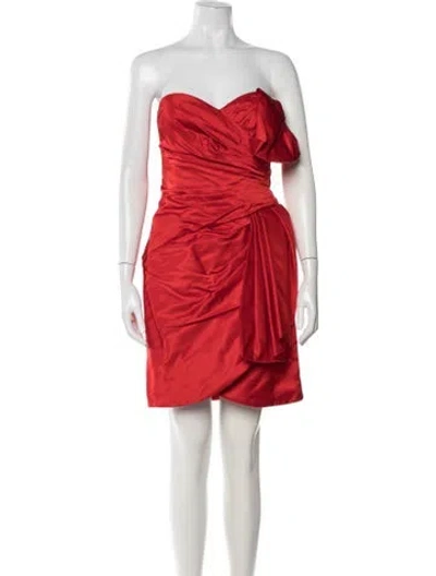 Pre-owned Victor Costa Satin Mini Dress In Red