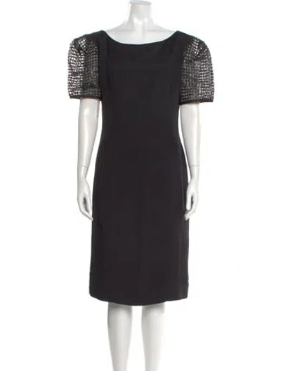 Pre-owned Victor Costa Scoop Neck Knee-length Dress In Black
