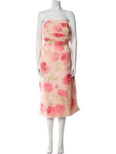 Pre-owned Victor Costa Silk Knee-length Dress In Pink