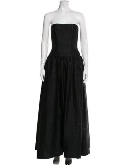 Pre-owned Victor Costa Silk Long Dress In Black