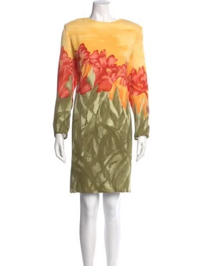 Pre-owned Victor Costa Silk Mini Dress In Yellow