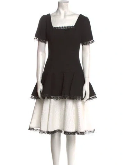 Pre-owned Victor Costa Square Neckline Knee-length Dress In Black