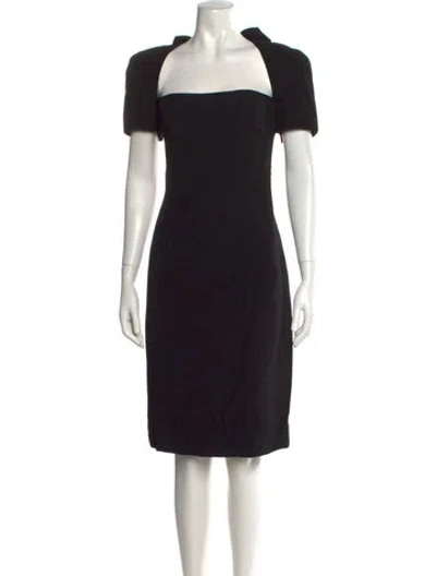 Pre-owned Victor Costa Square Neckline Knee-length Dress In Black