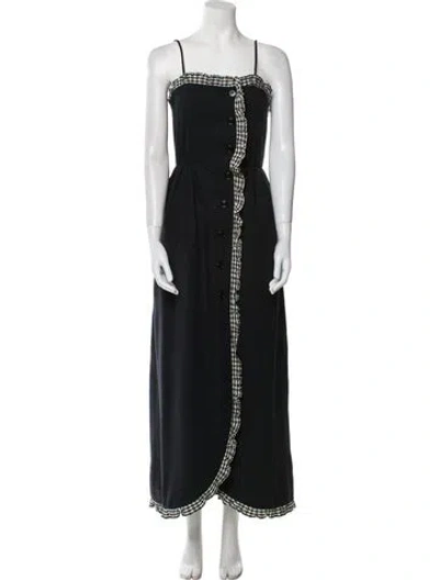 Pre-owned Victor Costa Square Neckline Long Dress In Black