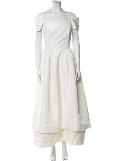 Pre-owned Victor Costa Square Neckline Long Dress In Neutral