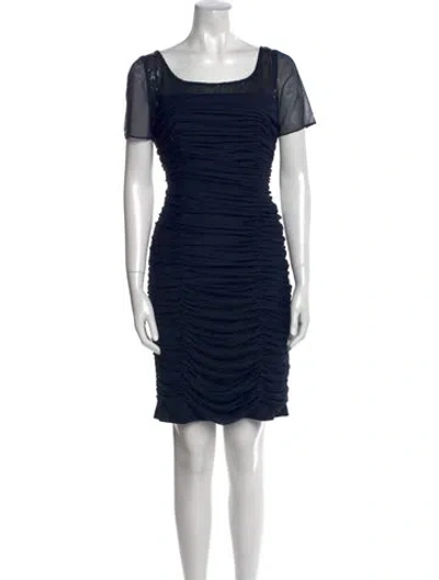Pre-owned Victor Costa Square Neckline Mini Dress In Blue
