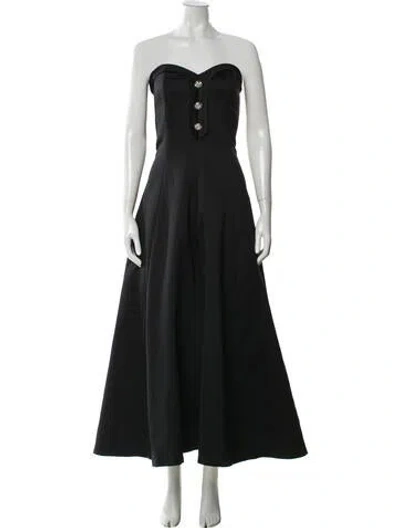 Pre-owned Victor Costa Strapless Long Dress In Black