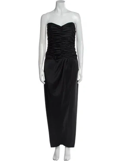 Pre-owned Victor Costa Strapless Long Dress In Black