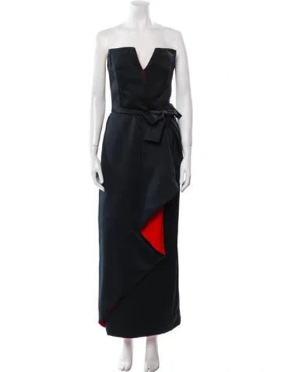Pre-owned Victor Costa Strapless Long Dress In Black