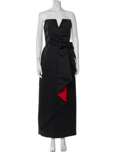 Pre-owned Victor Costa Strapless Long Dress In Black