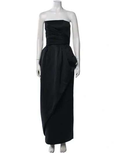 Pre-owned Victor Costa Strapless Long Dress In Black