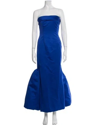Pre-owned Victor Costa Strapless Long Dress In Blue