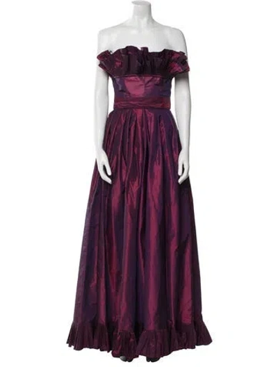 Pre-owned Victor Costa Strapless Long Dress In Purple