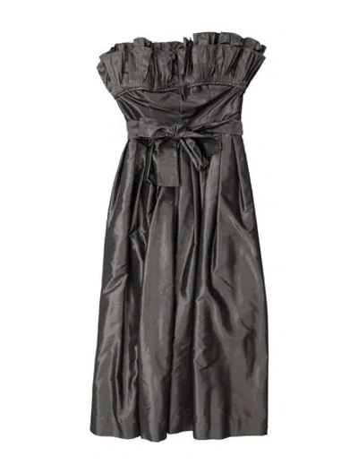 Pre-owned Victor Costa Strapless Midi Length Dress In Gray