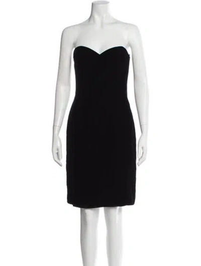 Pre-owned Victor Costa Strapless Mini Dress In Black