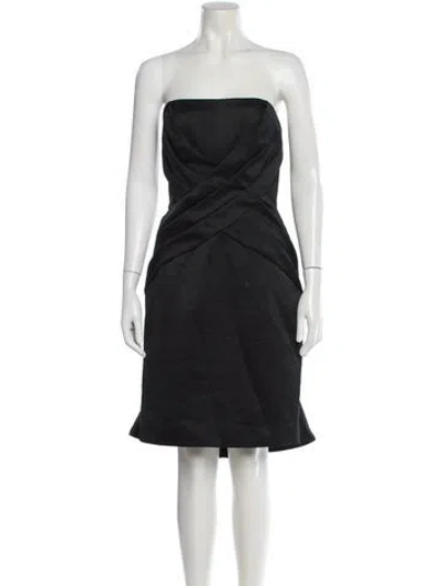 Pre-owned Victor Costa Strapless Mini Dress In Black