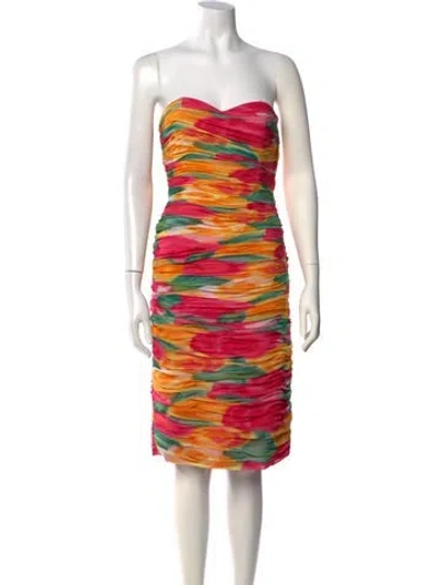 Pre-owned Victor Costa Tie-dye Print Knee-length Dress In Pink