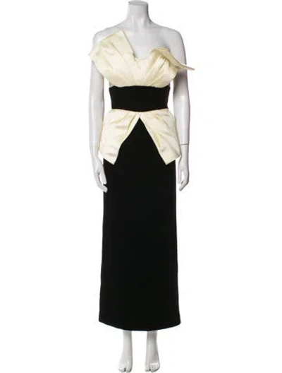 Pre-owned Victor Costa Velvet Long Dress In Black