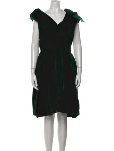 Pre-owned Victor Costa Velvet Mini Dress In Green