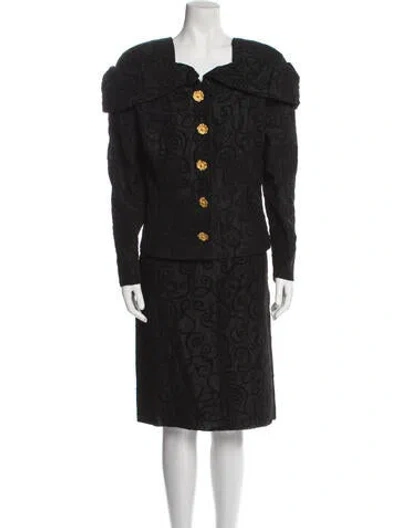 Pre-owned Victor Costa Vintage 1980's Skirt Suit In Black