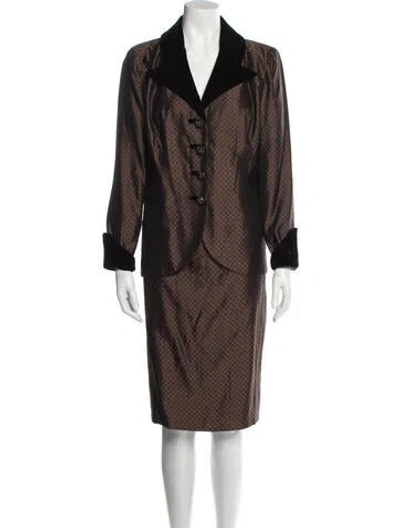 Pre-owned Victor Costa Vintage 1980's Skirt Suit In Brown