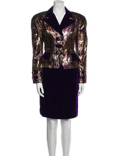 Pre-owned Victor Costa Vintage 1980's Skirt Suit In Purple