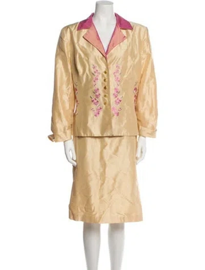 Pre-owned Victor Costa Vintage 1980's Skirt Suit In Yellow