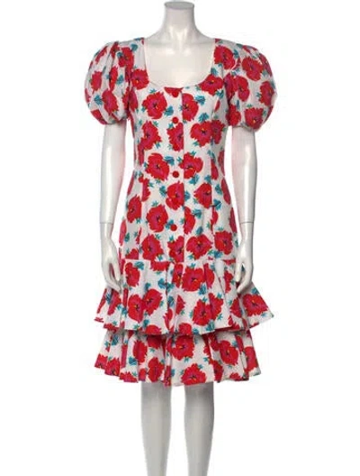 Pre-owned Victor Costa Vintage Knee-length Dress In White