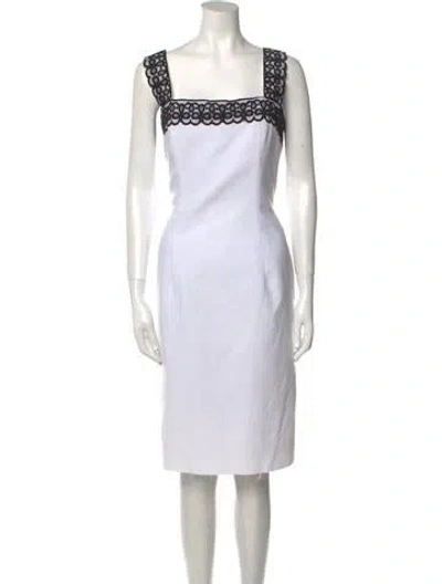 Pre-owned Victor Costa Vintage Knee-length Dress In White