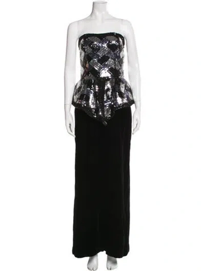 Pre-owned Victor Costa Vintage Long Dress In Black