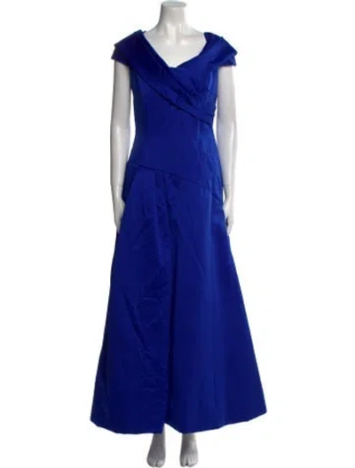 Pre-owned Victor Costa Vintage Long Dress In Blue