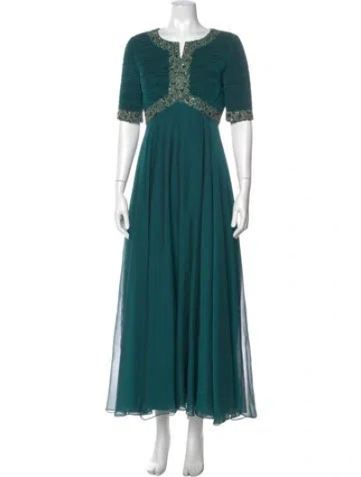 Pre-owned Victor Costa Vintage Long Dress In Green