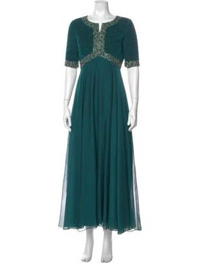 Pre-owned Victor Costa Vintage Long Dress In Green