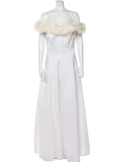 Pre-owned Victor Costa Vintage Long Dress In White