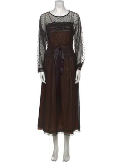 Pre-owned Victor Costa Vintage Midi Length Dress In Black