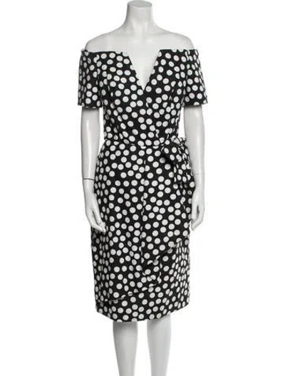 Pre-owned Victor Costa Vintage Midi Length Dress In Black