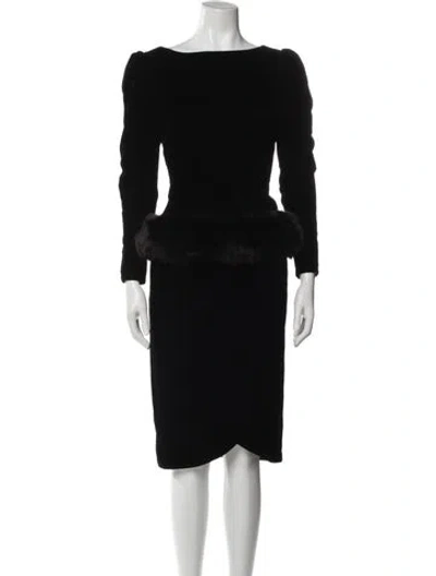 Pre-owned Victor Costa Vintage Midi Length Dress In Black