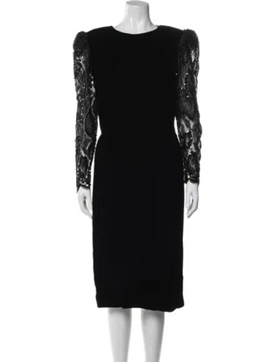 Pre-owned Victor Costa Vintage Midi Length Dress In Black