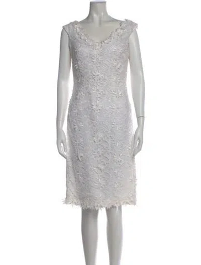 Pre-owned Victor Costa Vintage Midi Length Dress In Gray