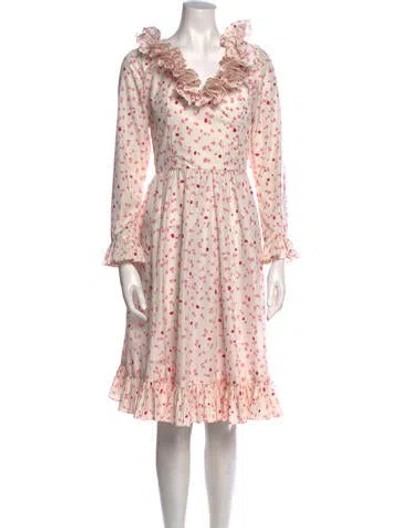 Pre-owned Victor Costa Vintage Midi Length Dress In White