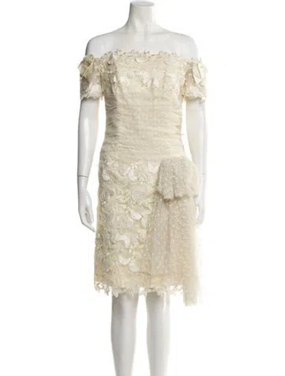 Pre-owned Victor Costa Vintage Mini Dress In White