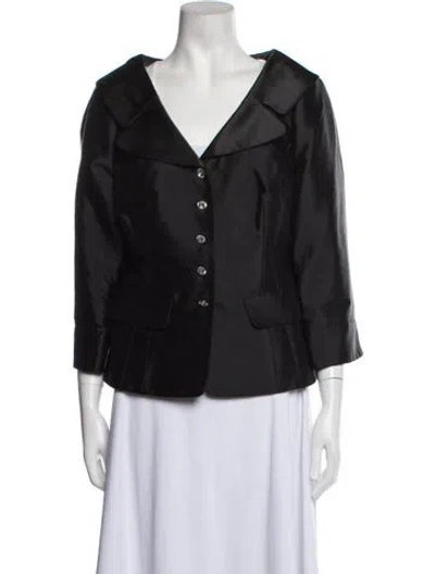 Pre-owned Victor Costa Vintage Silk Evening Jacket In Black