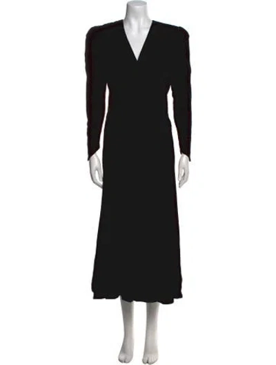 Pre-owned Victor Costa V-neck Long Dress In Black