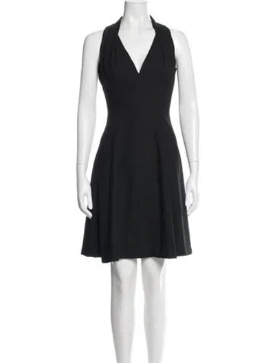 Pre-owned Victor Costa V-neck Mini Dress In Blue